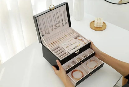 Secure Stackable Leather Jewellery Storage Box