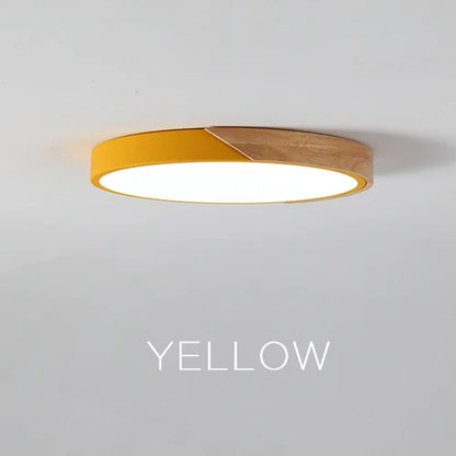 Slim LED Wooden Ceiling Lamp with Remote Control