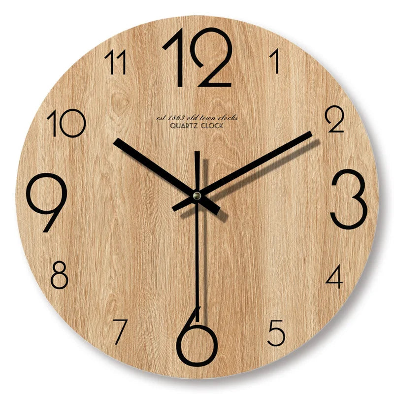 Rustic Brown Wooden Round Clock - Cofik