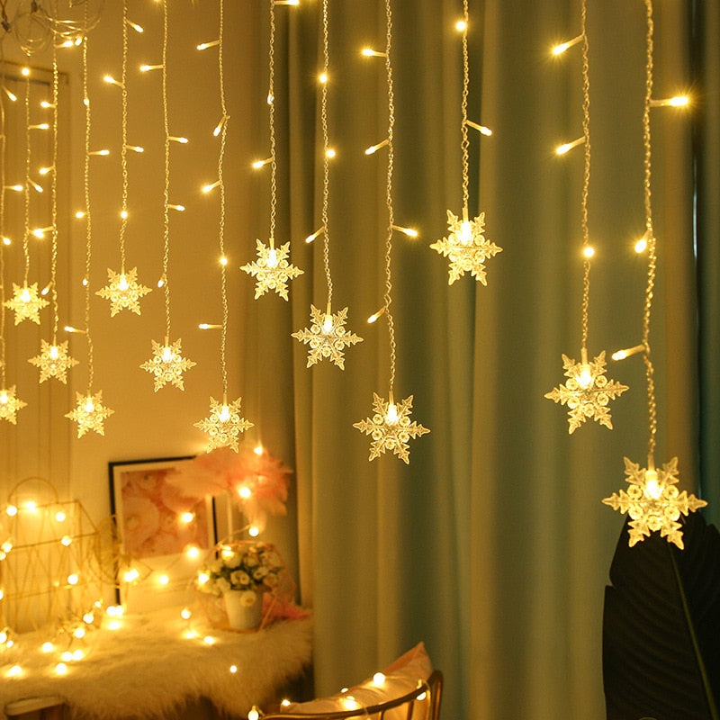Colorful String Snowflake LED Lights