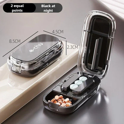 Compact Travel Pill Box Cutter Container