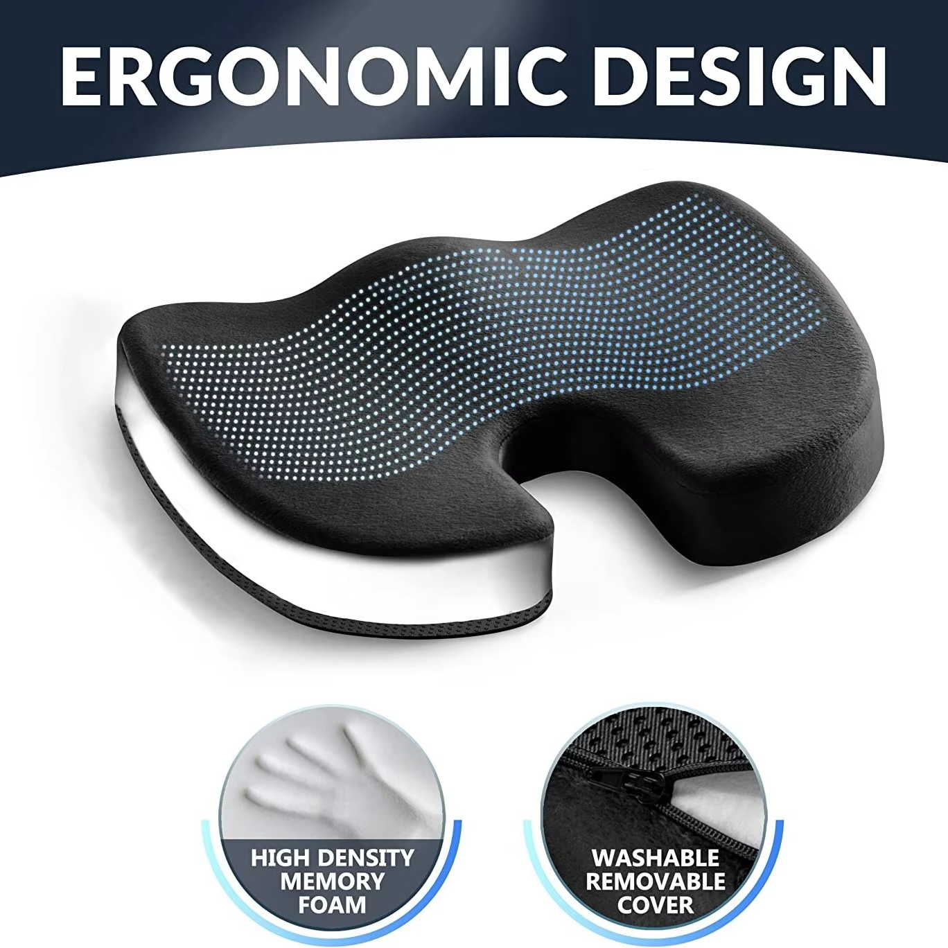 Comfort Gel Cushion with Memory Foam and Grip Base