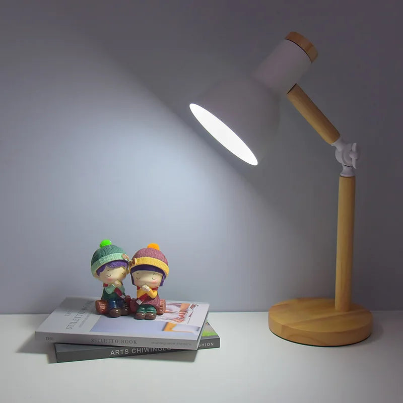 Minimalist Wooden Desk Lamp with Adjustable Arm