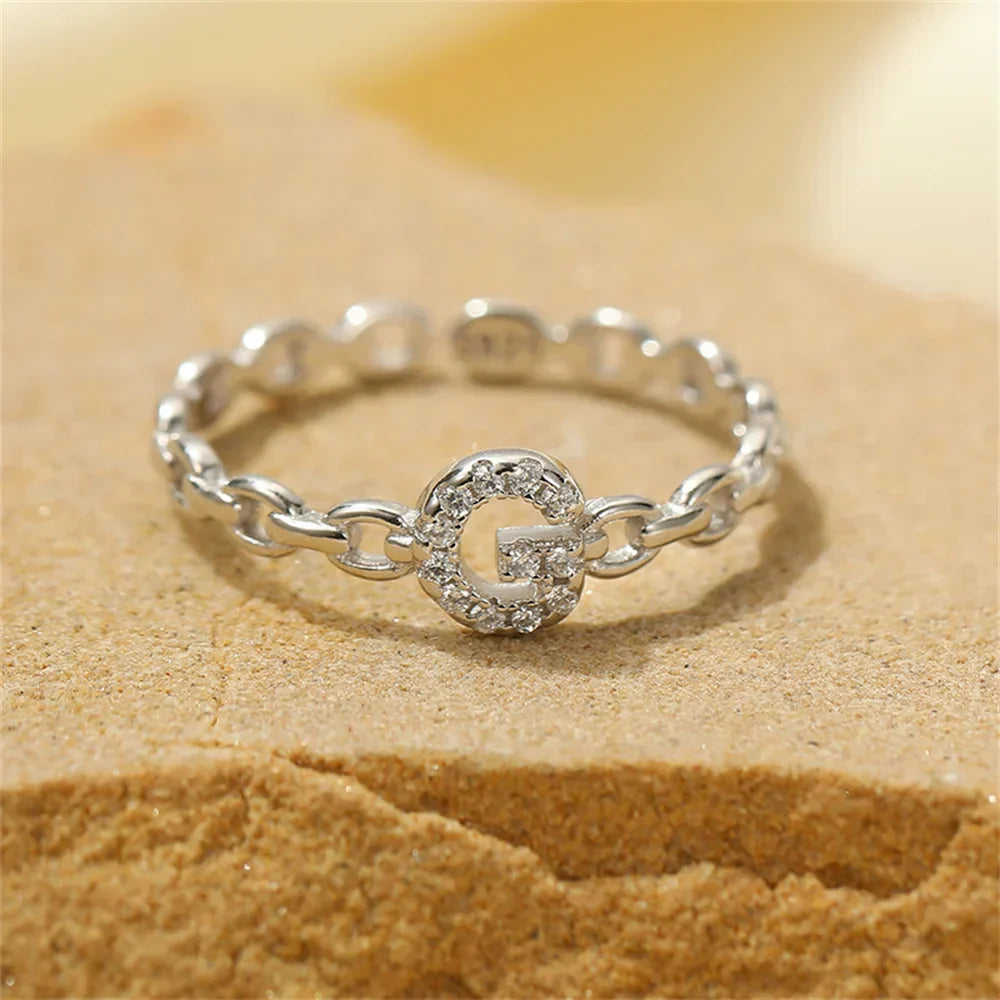 Delicate Initial Diamond Letter Ring