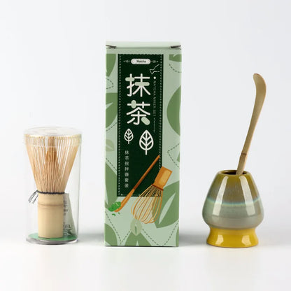 Natural Green Tea Whisk Set with Spoon