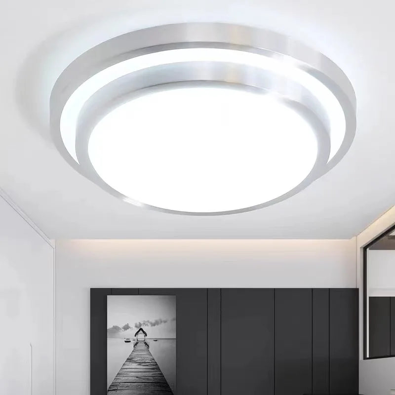 Stylish LED Ceiling Lamp - Round Aluminium Remote Control Light