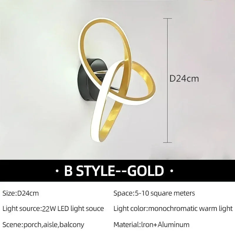 Stylish Black White LED Wall Light with Remote