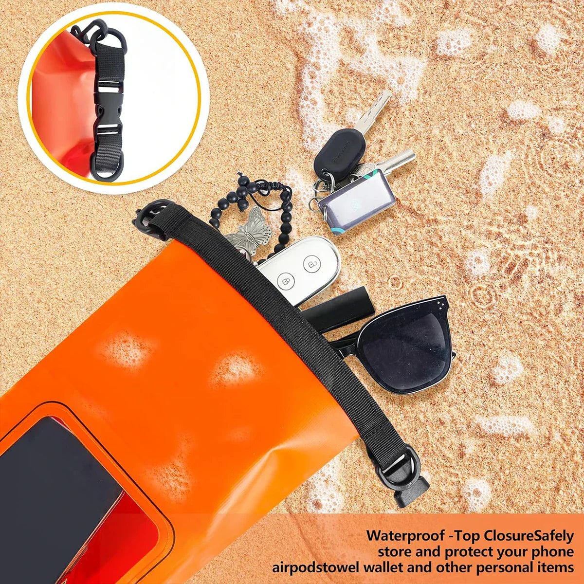 Waterproof Dry Sack 2L with Phone Window for Swimming