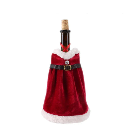 Warm Furry Christmas Wine Bottle Cover