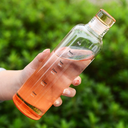 Durable Glass Water Bottle – Classic Timer Design