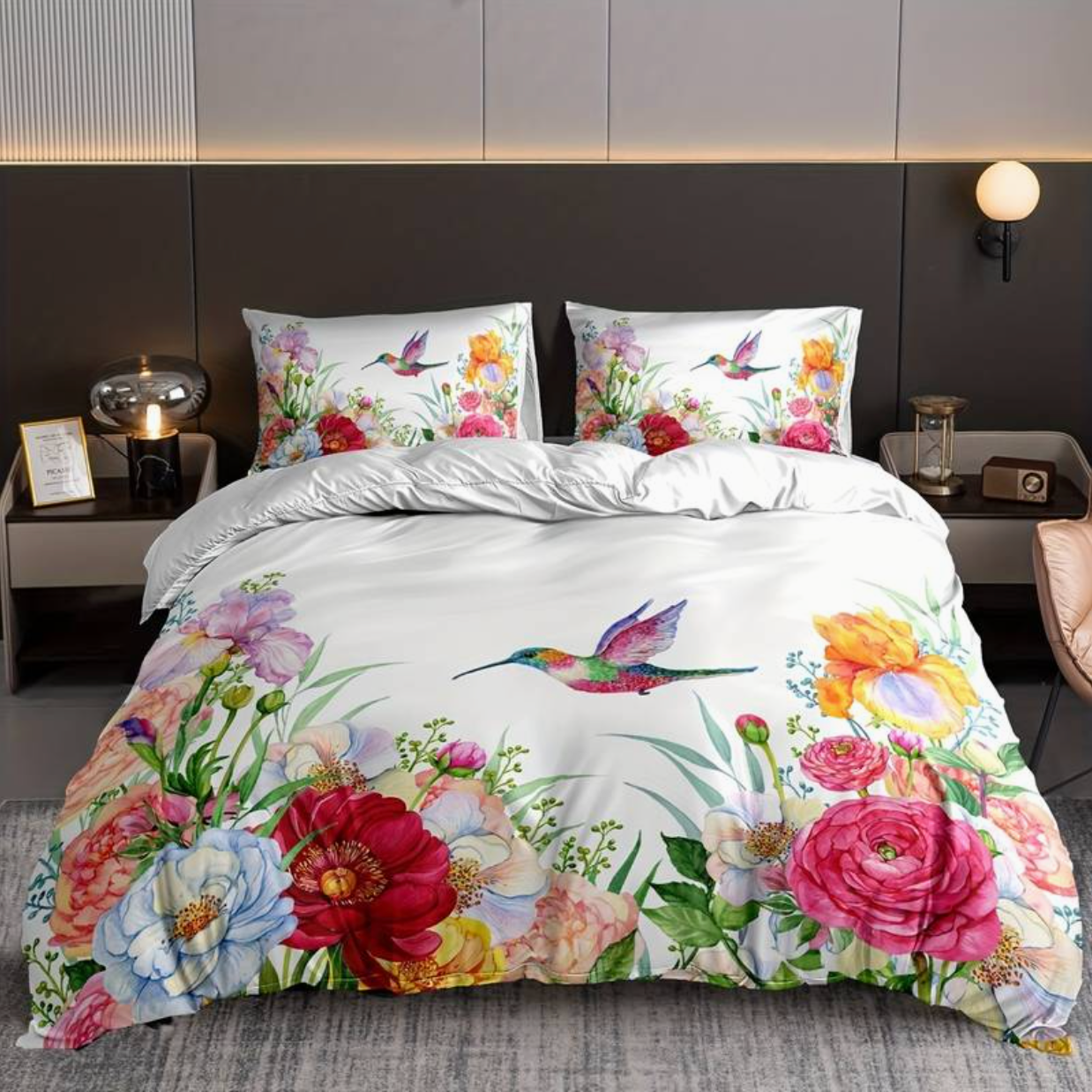 Vibrant Floral Bedding Set with Pillowcases - Cofik