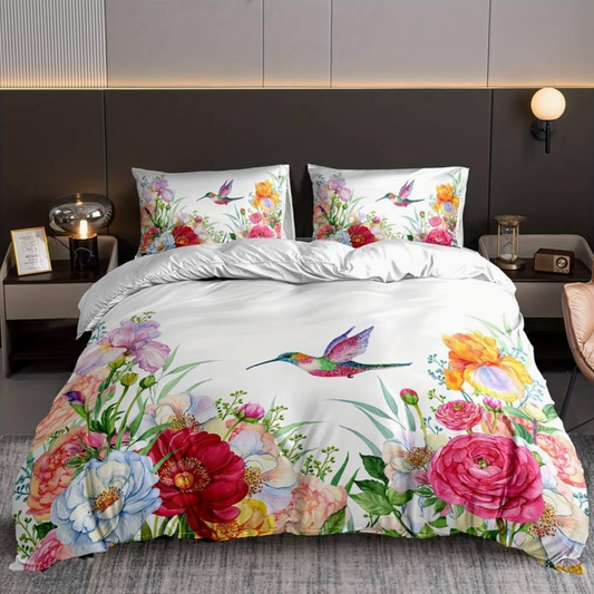 Vibrant Floral Bedding Set with Pillowcases - Cofik