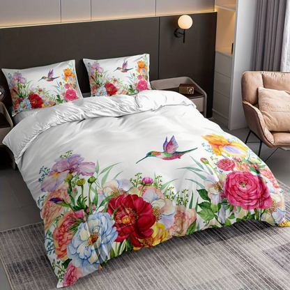 Vibrant Floral Bedding Set with Pillowcases