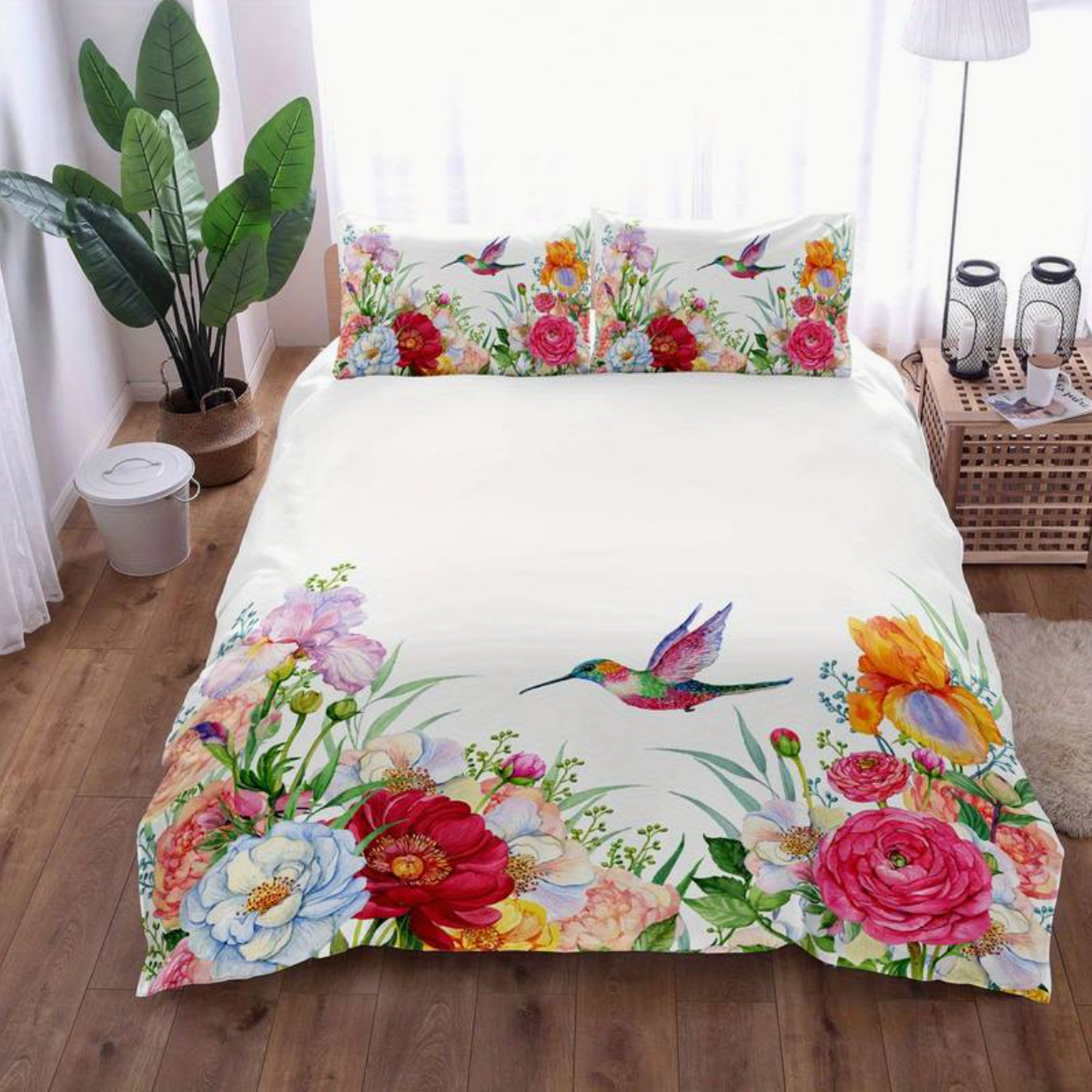 Vibrant Floral Bedding Set with Pillowcases