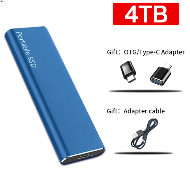 Compact 4TB USB-C External Hard Drive for PC Mac