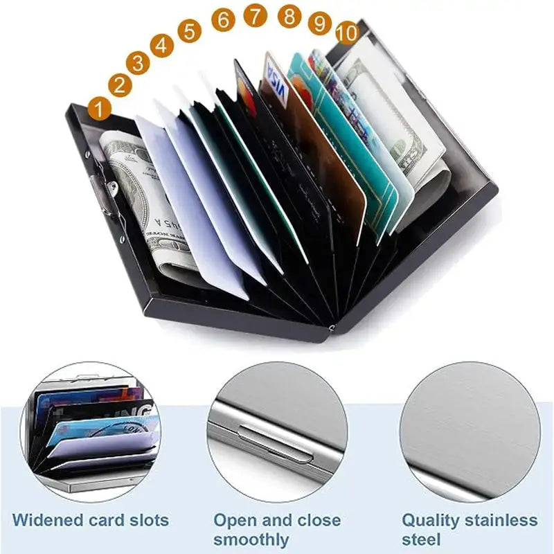 Thin Metal Card Wallet with RFID Protection