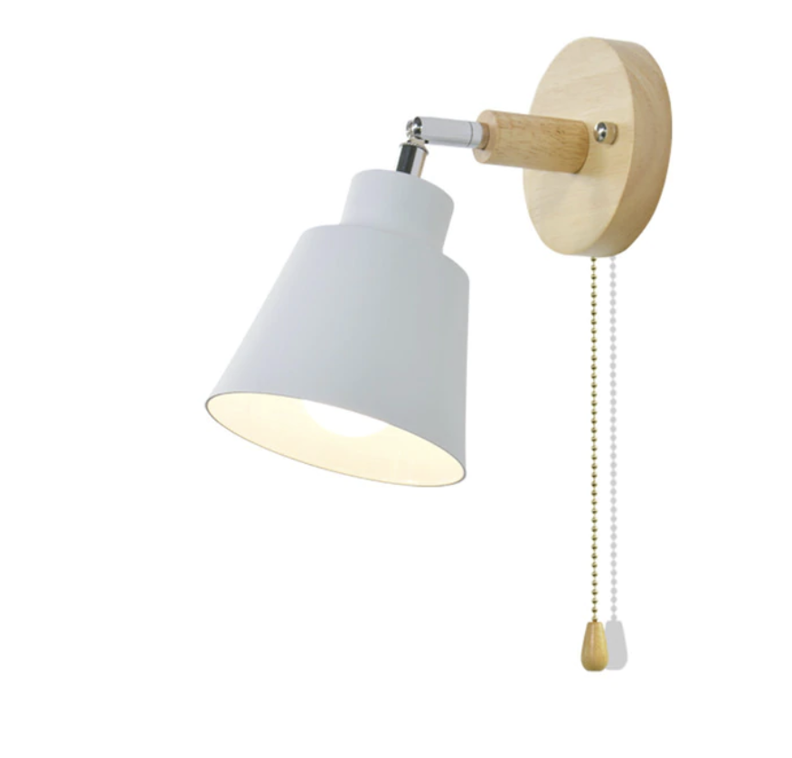 Adjustable Swing Arm Wall Lamp with Pull Cord Switch