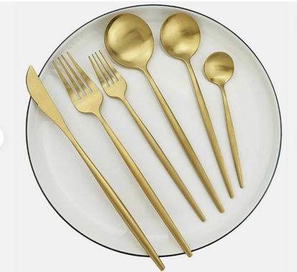 Premium Metal 20pc Cutlery Set Titanium Stainless Steel