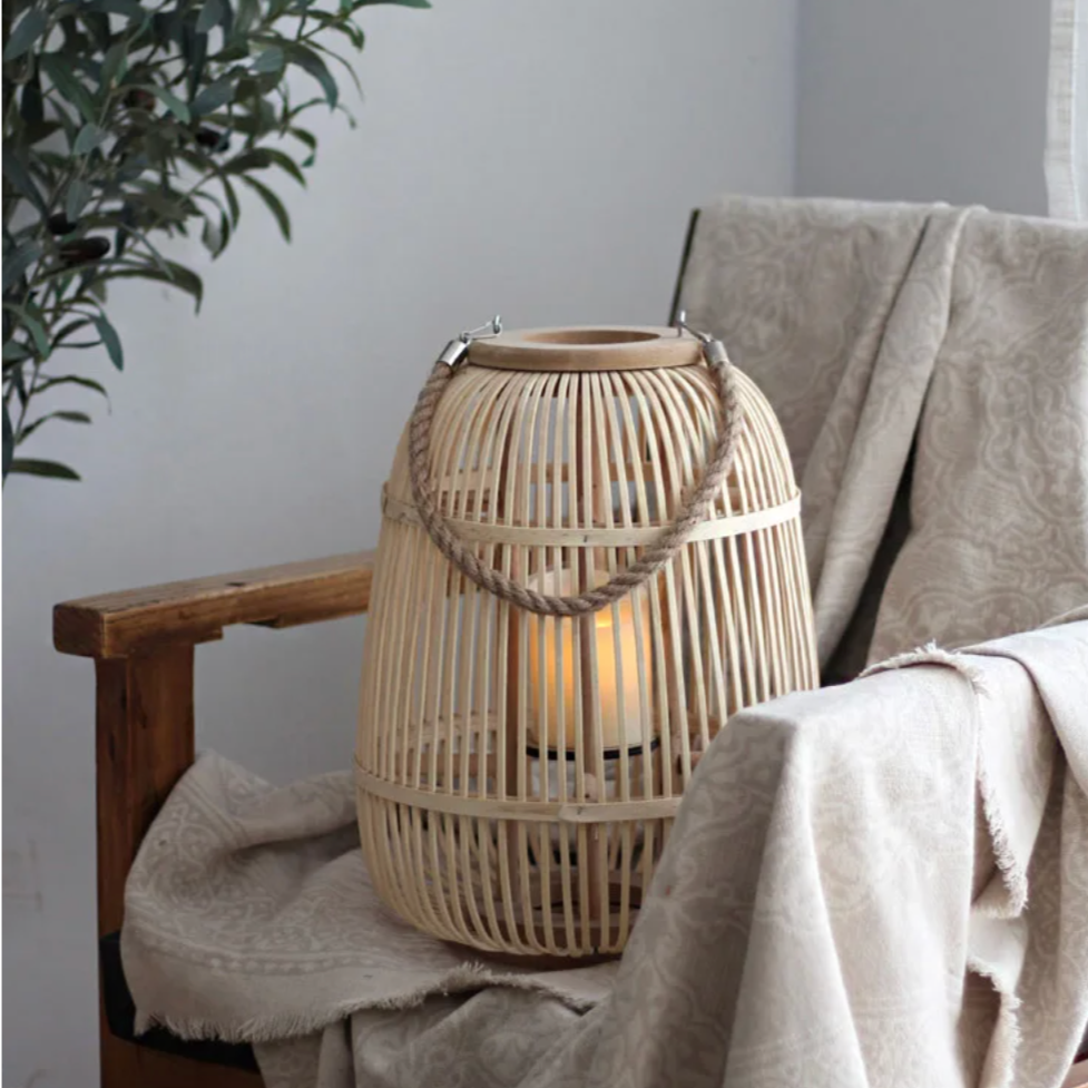 Natural Woven Outdoor Lanterns