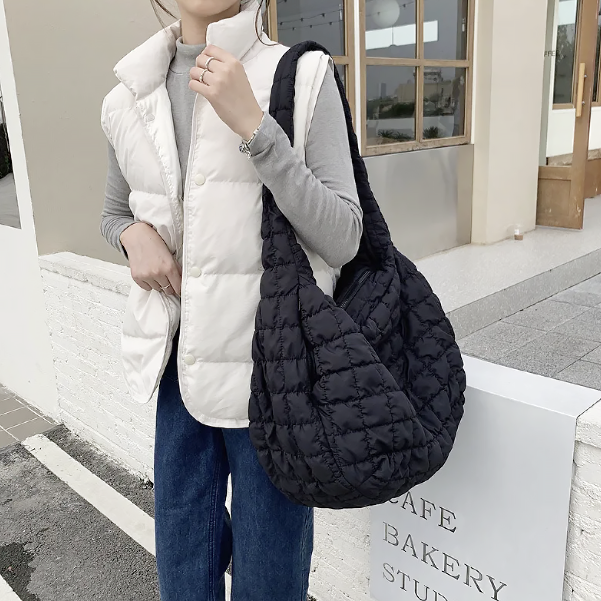 Large Crossbody Quilted Tote Bag
