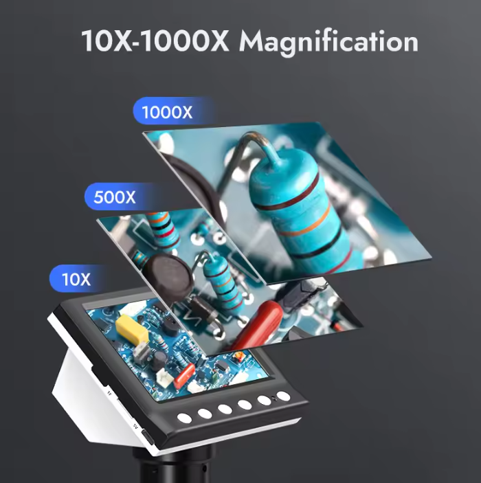Portable HDMI Microscope with 4.3 Display (1000x Zoom)