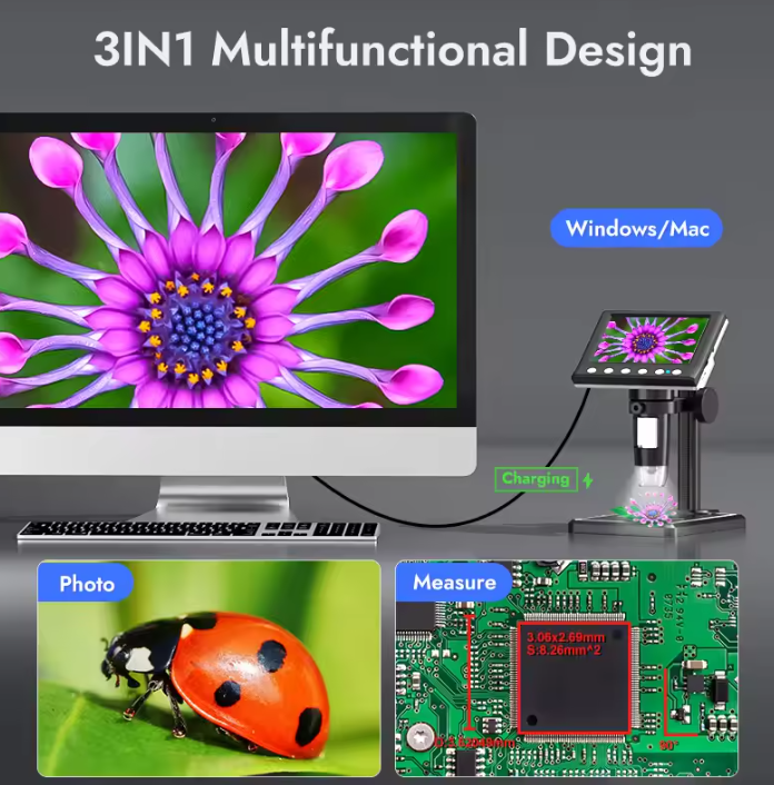 Portable HDMI Microscope with 4.3 Display (1000x Zoom)