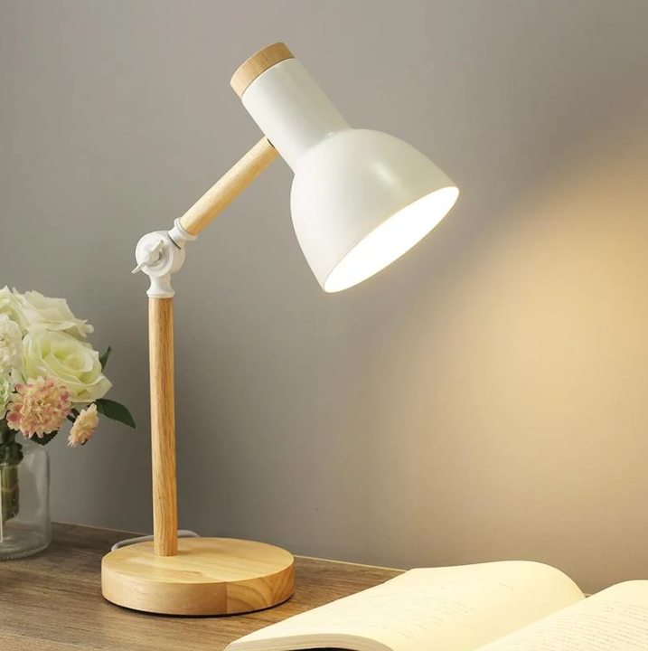 Rustic Nordic Wood Desk Lamp