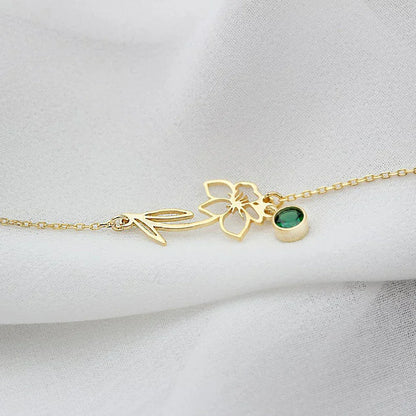 Delicate Birthstone Flower Chain Bracelet