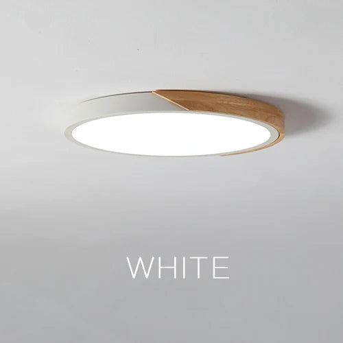 Slim LED Wooden Ceiling Lamp with Remote Control