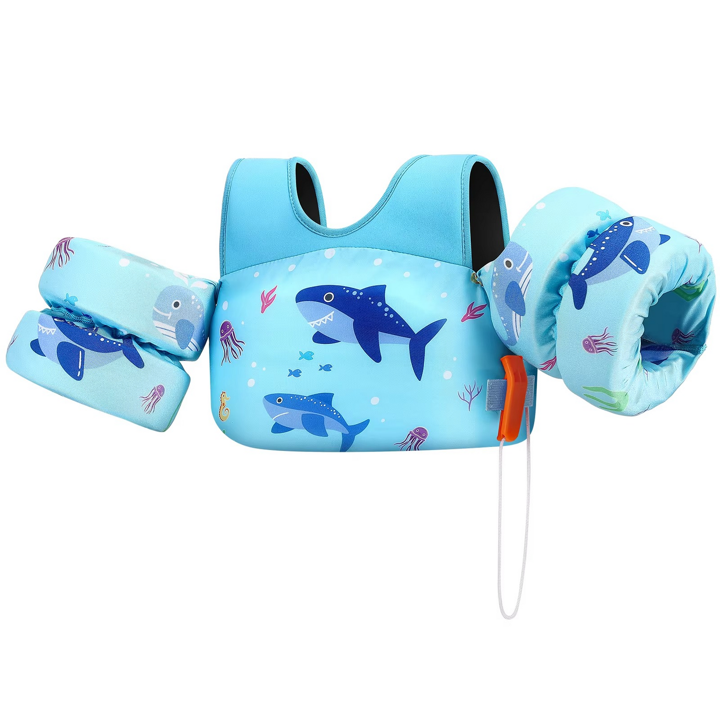 Children's Swim Vest with Arm Floats and Safety Whistle