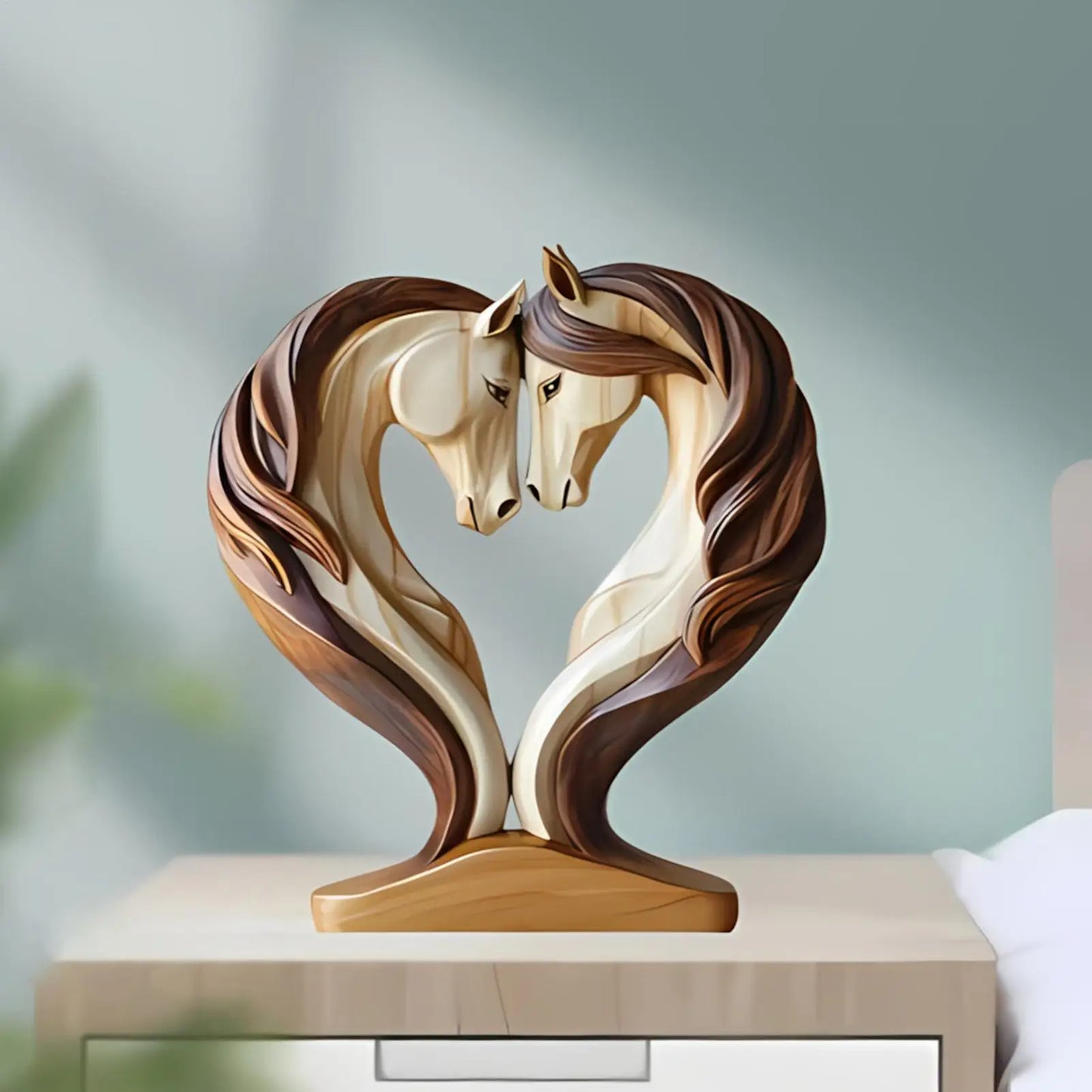 Beautiful Wooden Horse Figurine Decor