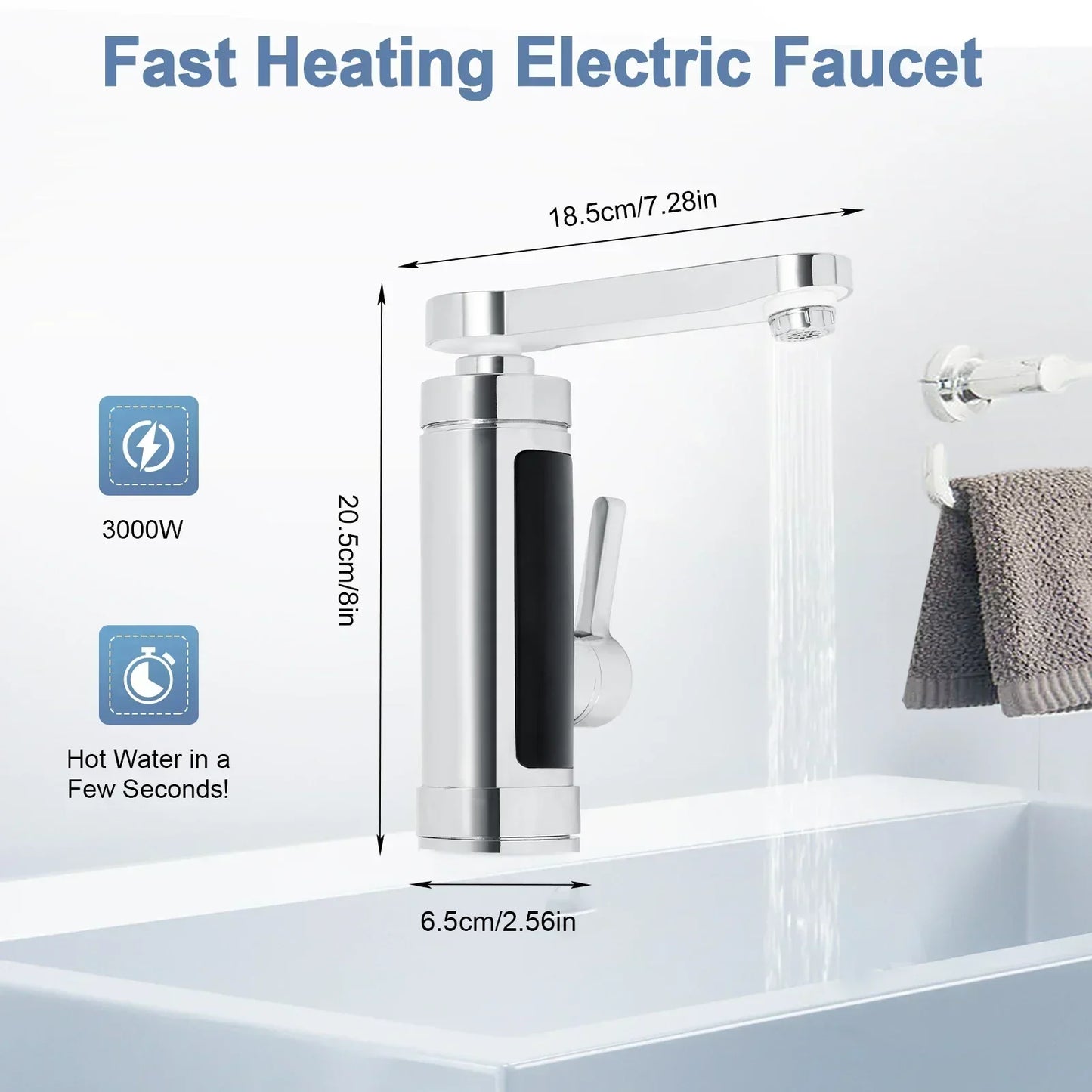 Fast Heat Kitchen Faucet with 360° Rotating Stainless Steel Spout