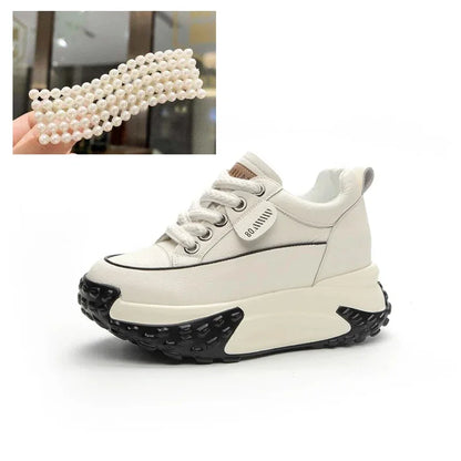 Low Heel Leather Platform Sneakers