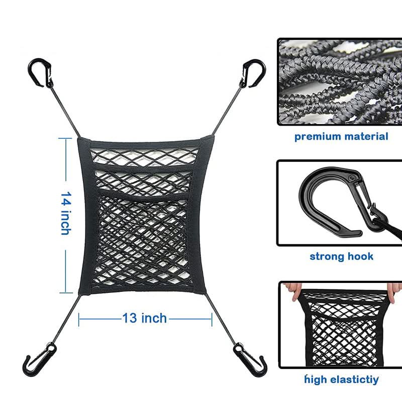 Car Safety Net with Pet Storage Compartment