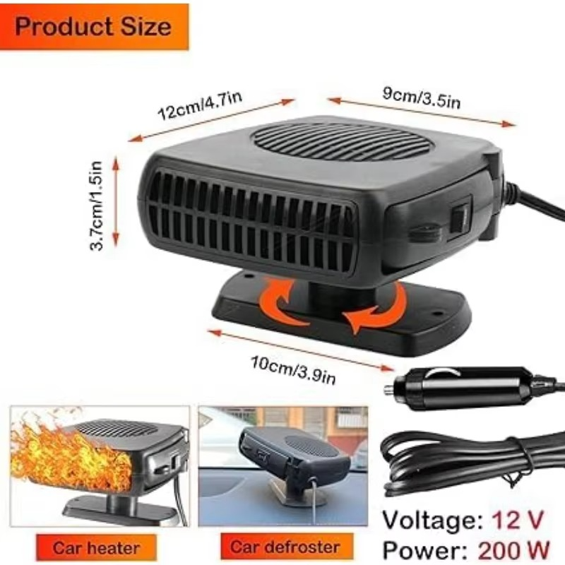 Compact 2-in-1 Car Heater and Defroster Fan