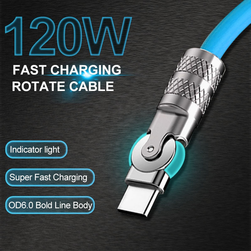 Quick Charge Phone Cable with 360 Rotator