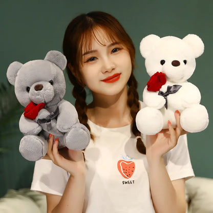 Soft Plush Teddy Bear with Rose Gift