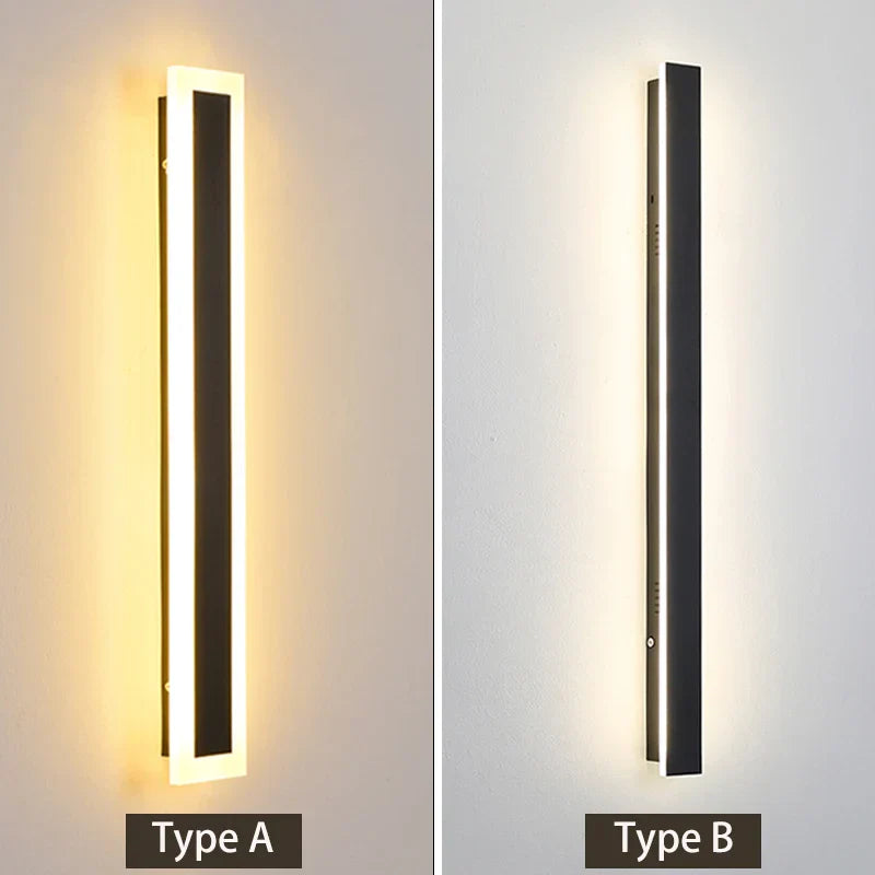 Bright LED Outdoor Wall Light: Long Slim Sconce