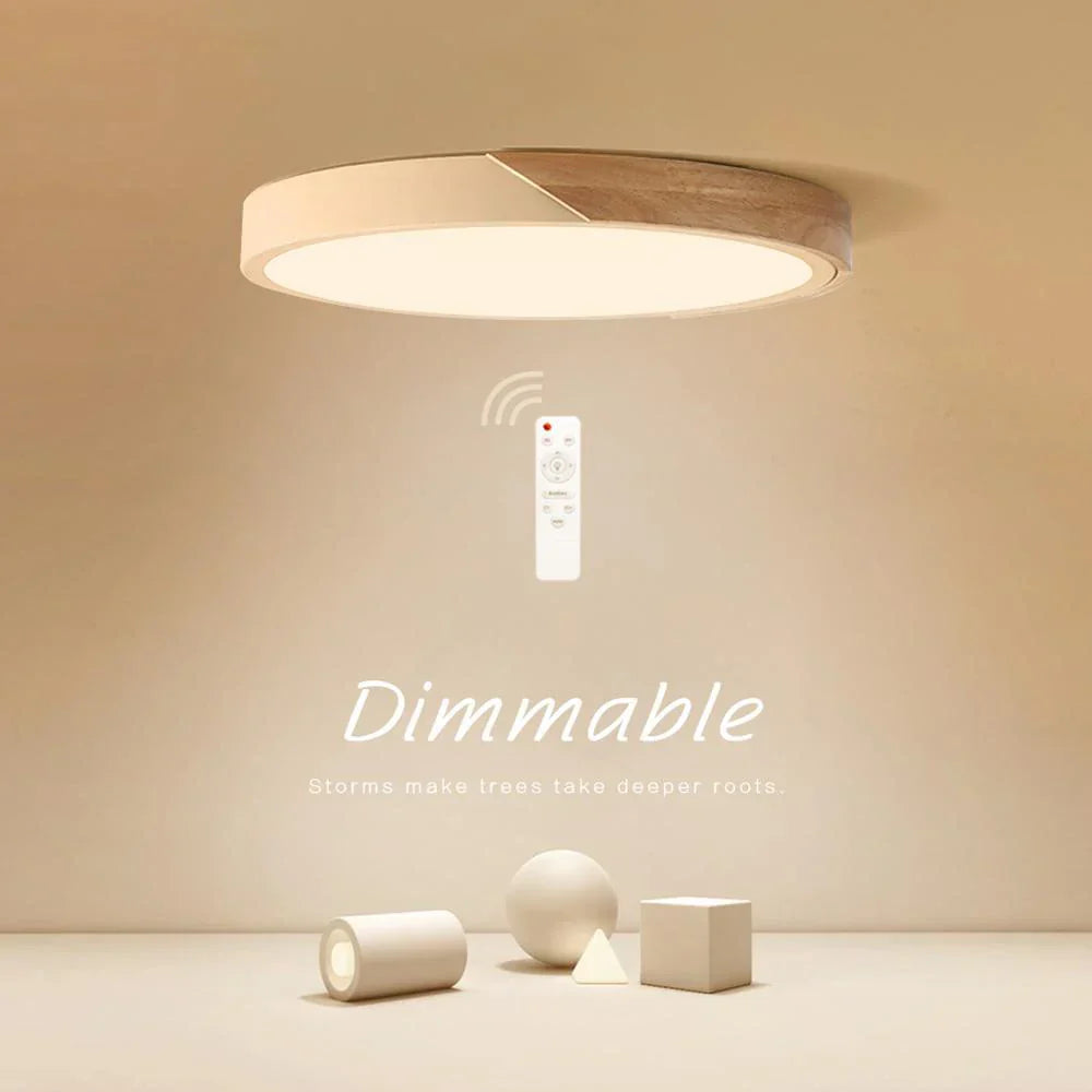 Slim LED Wooden Ceiling Lamp with Remote Control - Cofik