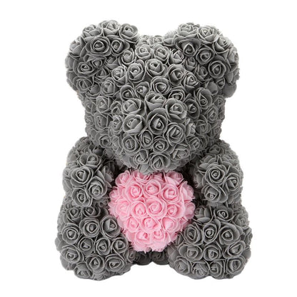 Lovely Fake Rose Bear Plush Toy