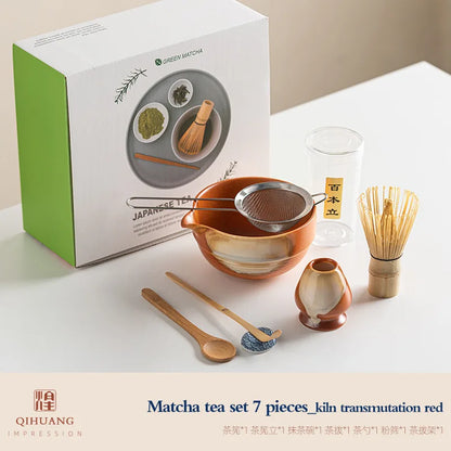 Traditional Japanese Matcha Tea Set Ceramic Bowl