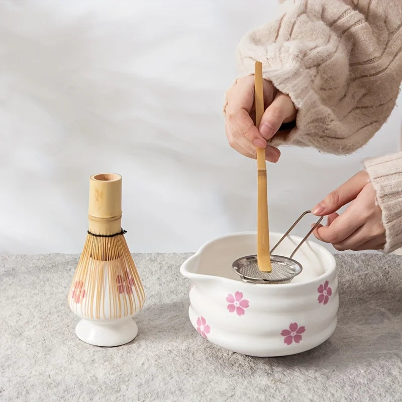Traditional Japanese Tea Set with Whisk
