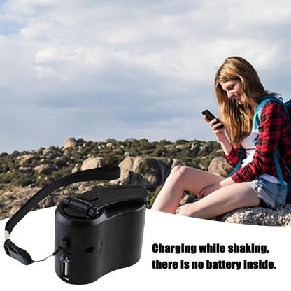 Compact Hand Crank Power Bank with USB and LED Light