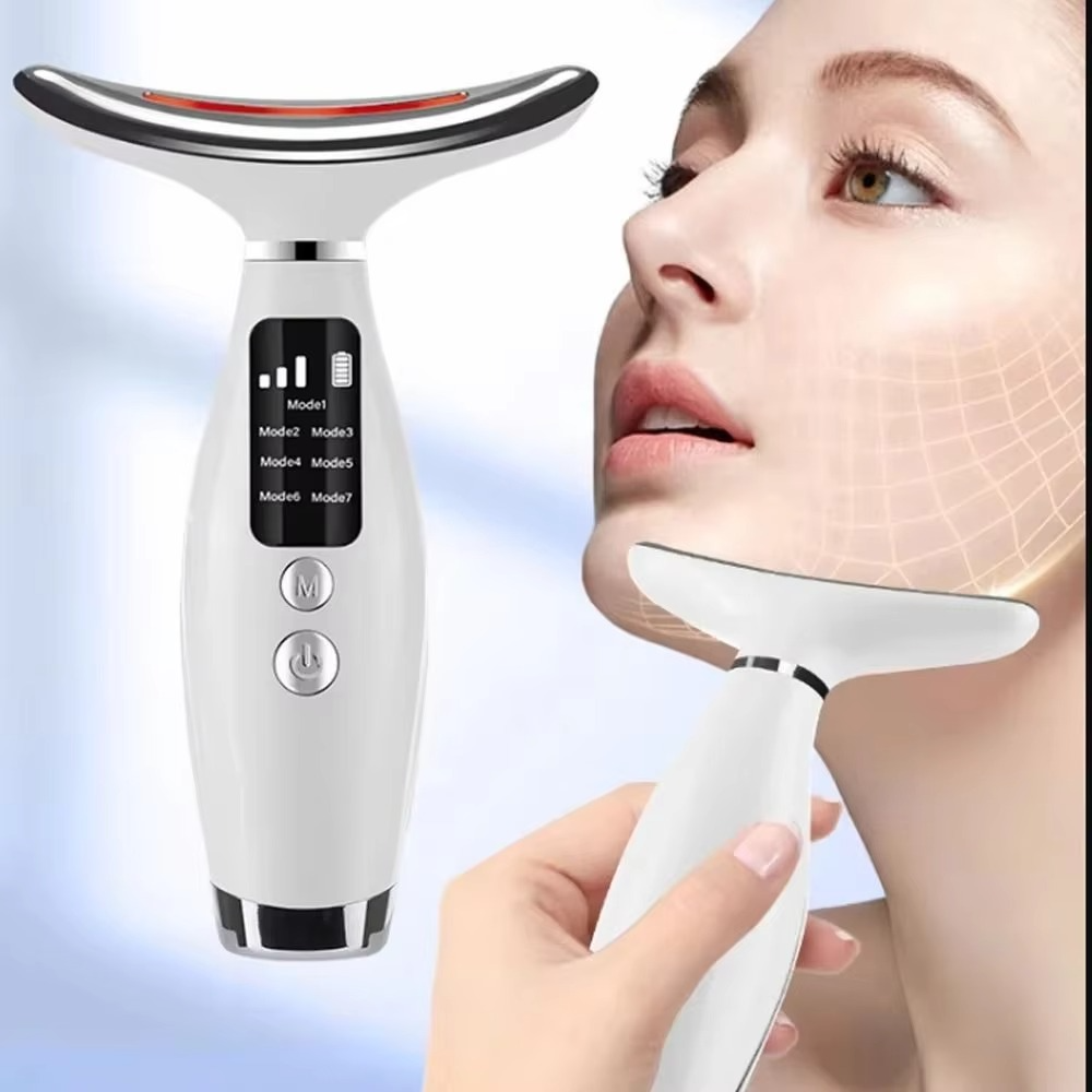 Rejuvenating Face and Neck Massager with LED and Vibration - Cofik