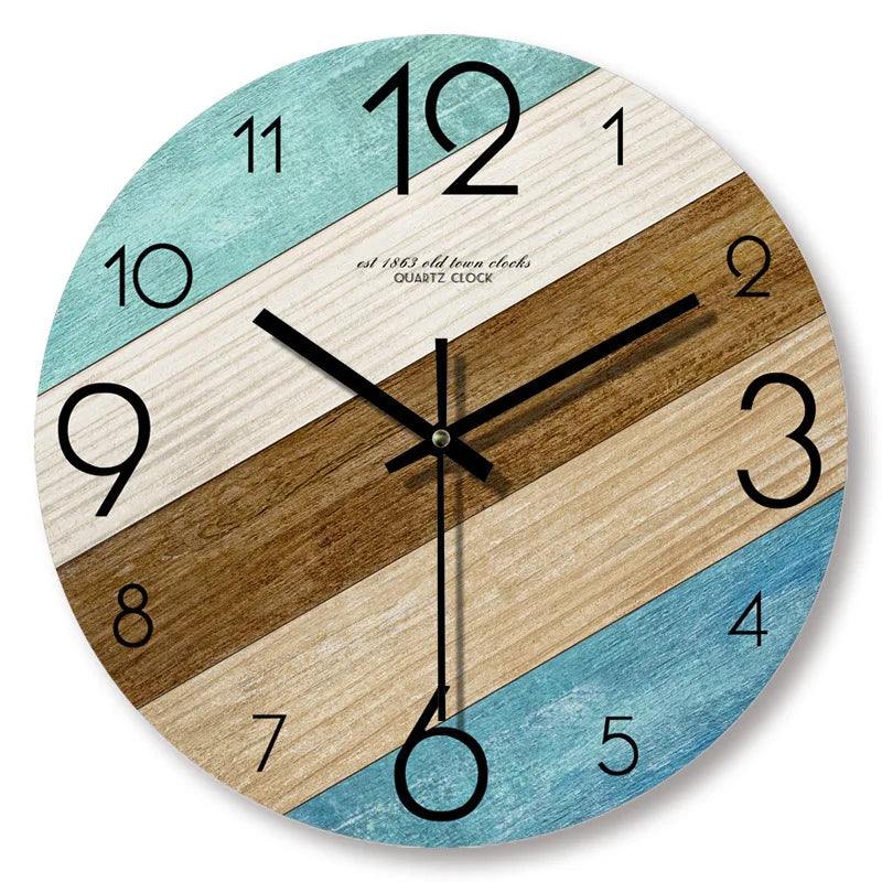 Rustic Brown Wooden Round Clock