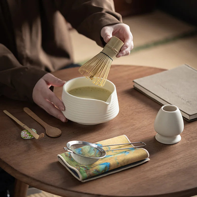 Traditional Green Tea Set Ceramic Bamboo Style