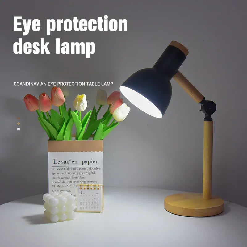 Minimalist Wooden Desk Lamp with Adjustable Arm