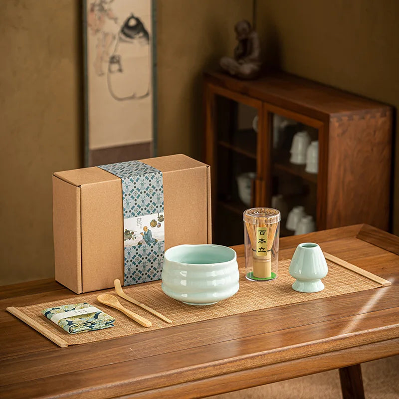Green Tea 7-Piece Bamboo Ceramic Matcha Gift Set