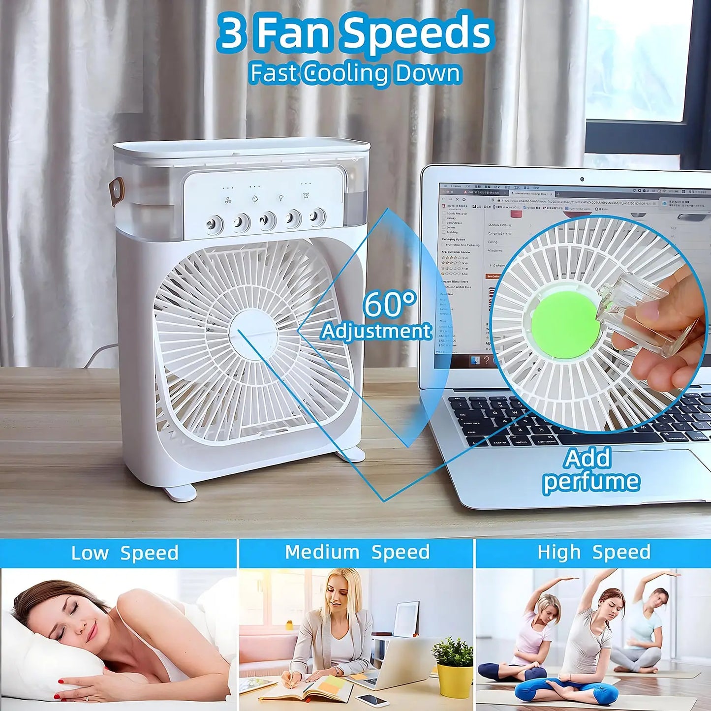 Compact Air Cooler Fan with Colorful LED Light