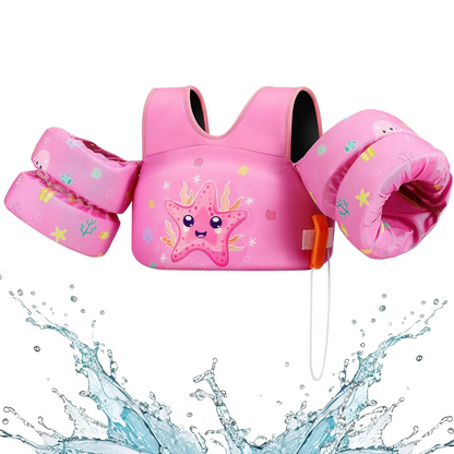 Children's Swim Vest with Arm Floats and Safety Whistle
